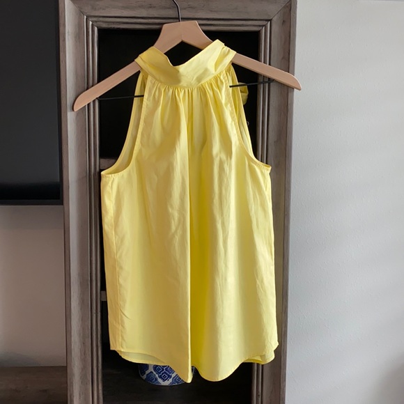 J. Crew Tops - J.Crew Yellow Poplin Tie Neck Top Size 00P